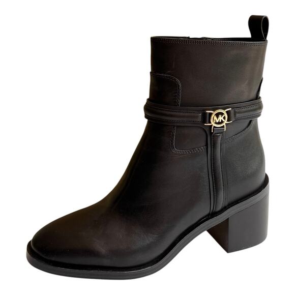 NEW Michael Kors Bombe Leather ANKLE BOOT Mindy Black Womens 10 Zip Shoe In Box - Picture 13 of 13